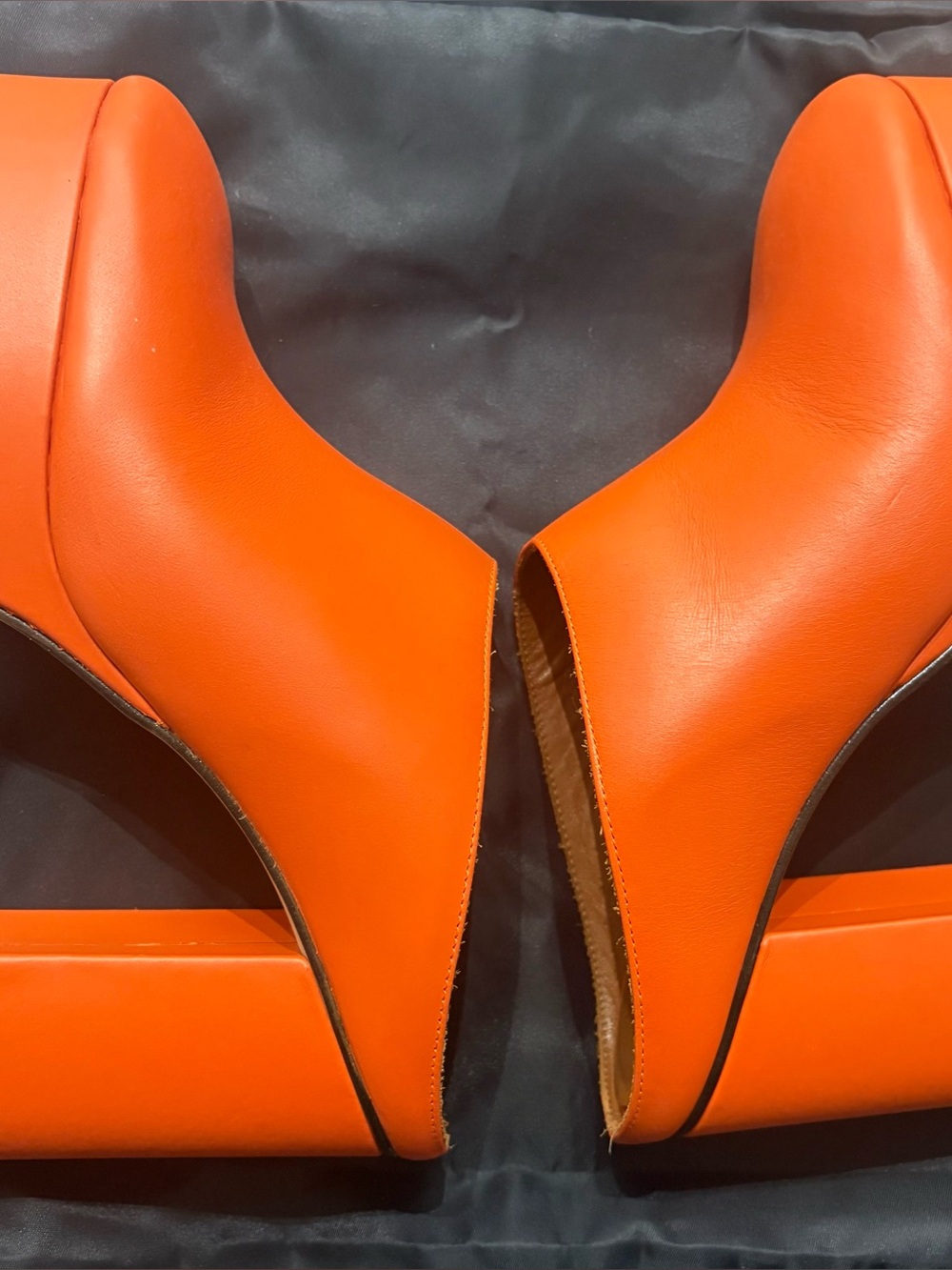 ALOHAS "Clock Out" Leather Platform Mules in Pomelo Orange